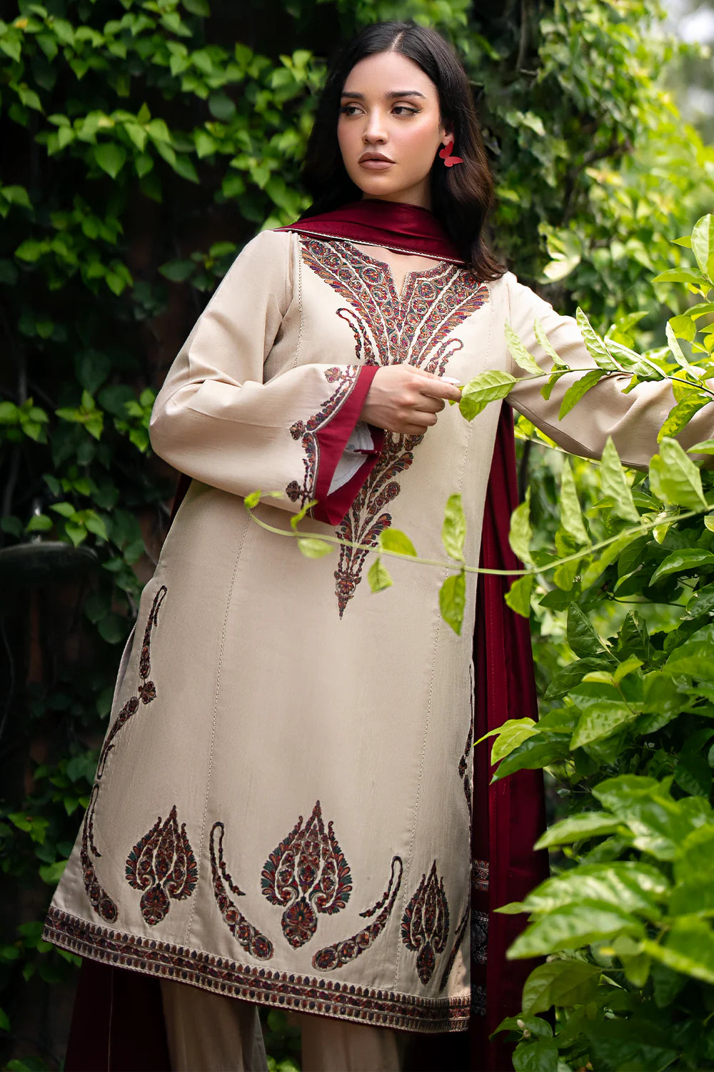3PC-EMBROIDERED DHANAK UW-0073-VM1306