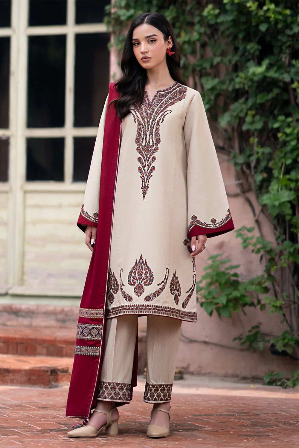 3PC-EMBROIDERED DHANAK UW-0073-VM1306