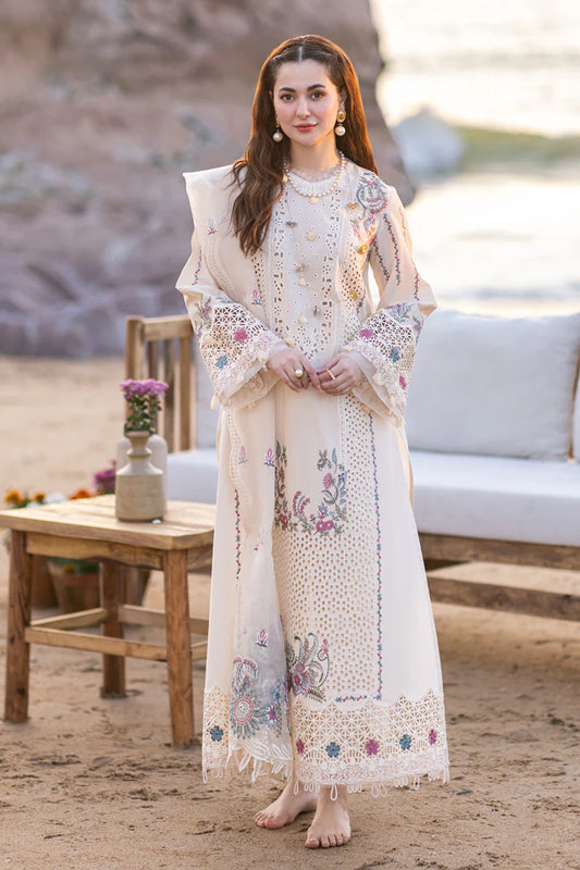 Qalamkar - 3PC Lawn Embroidered Shirt with Embroidered Net Dupatta (Unstitched)-VM260