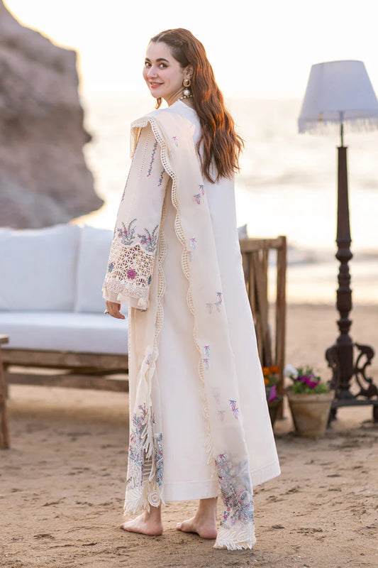 Qalamkar - 3PC Lawn Embroidered Shirt with Embroidered Net Dupatta (Unstitched)-VM260