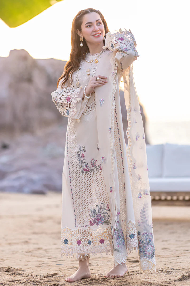 Qalamkar - 3PC Lawn Embroidered Shirt with Embroidered Net Dupatta (Unstitched)-VM260