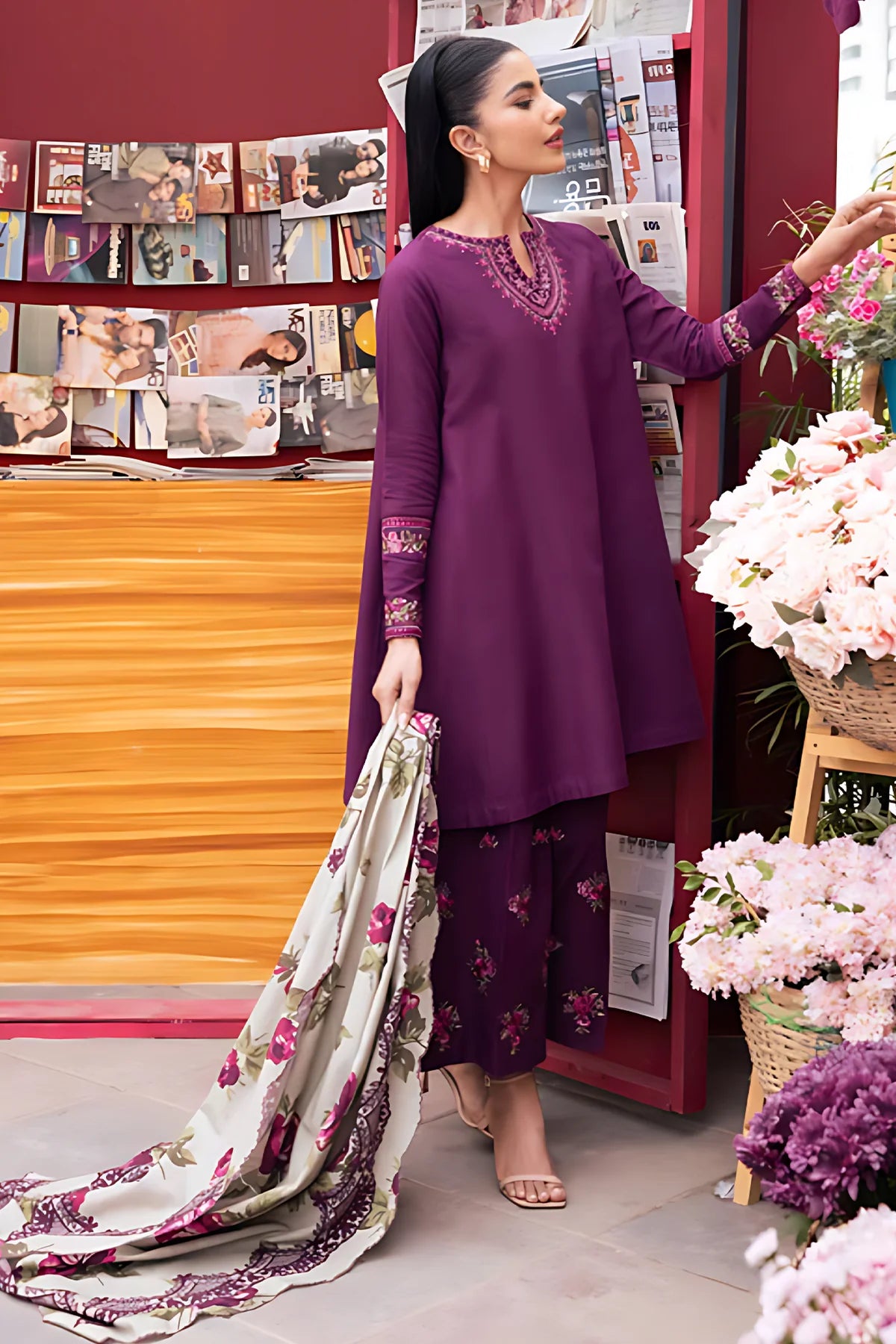 3PC-LAWN EMBROIDERED SUIT-NISHAT-VM191