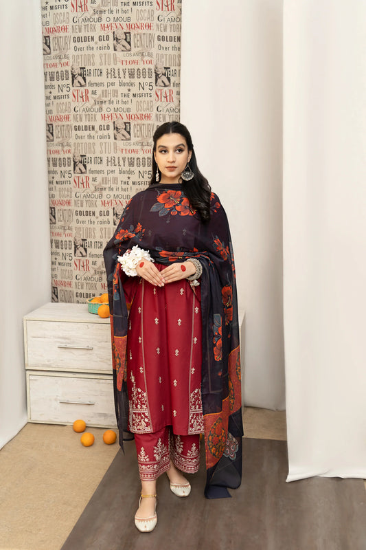 3PC-DHANAK EMBROIDERED SUIT-URGE-VM238
