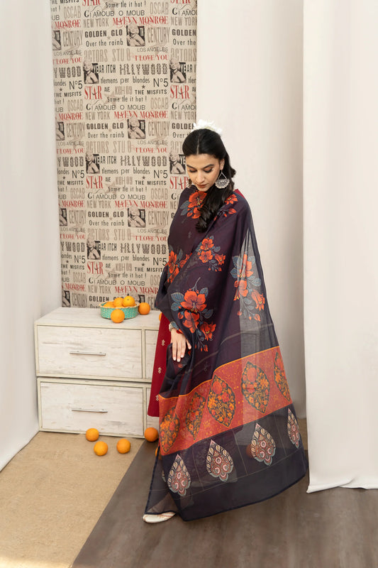 3PC-DHANAK EMBROIDERED SUIT-URGE-VM238
