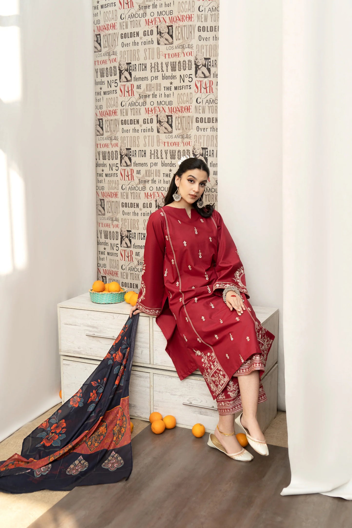 3PC-DHANAK EMBROIDERED SUIT-URGE-VM238