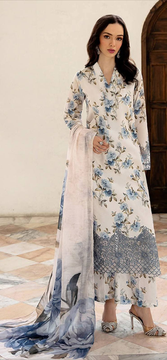 3 Piece Unstitched Printed Lawn Suit | IZK-2410-B