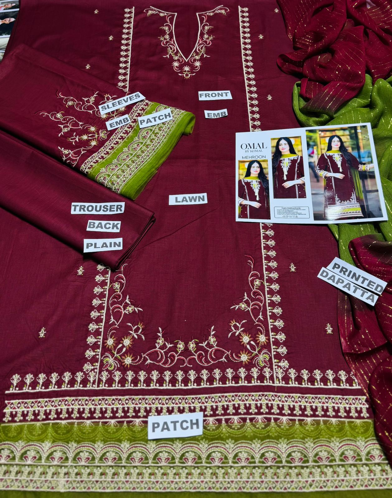 3PC-LAWN EMBROIDERED SUIT-OMAL BY KOMAL-VM3188