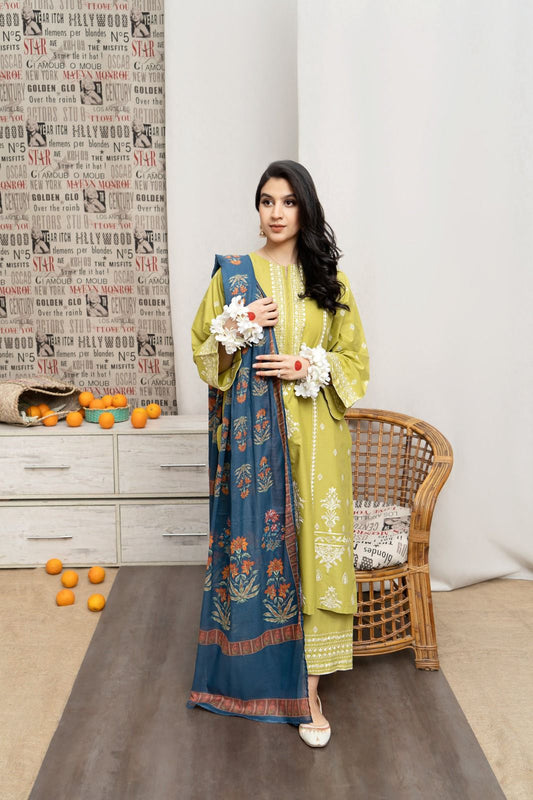 3PC-LAWN EMBROIDERED SUIT-URGE-VM3206