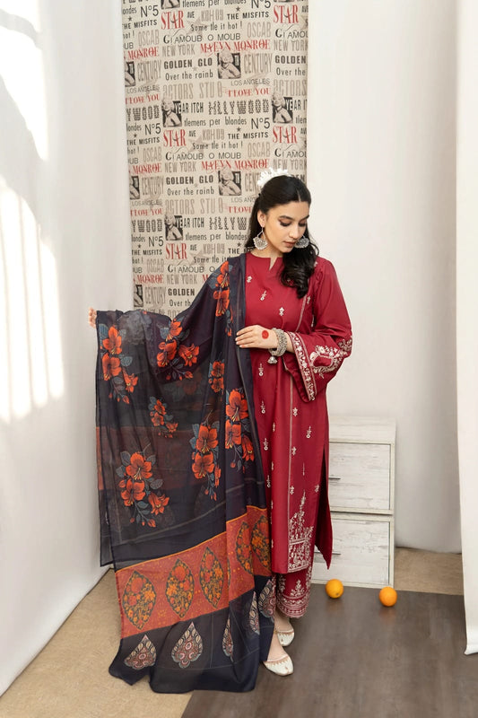 3PC-LAWN EMBROIDERED SUIT-URGE-VM3204