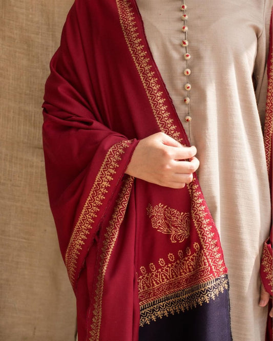 3PC- EMBROIDERED DHANAK-VM104