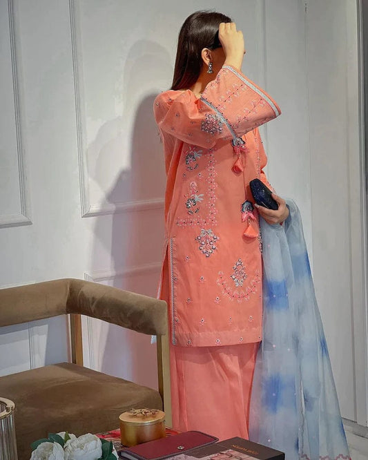 3PC-LAWN EMBROIDERED SUIT-VM219
