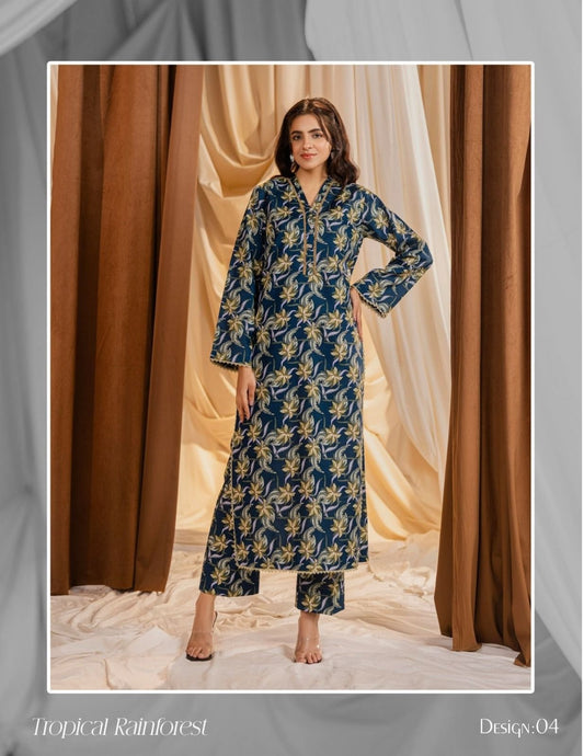 2 PC Lawn unstitched Suit-VM02
