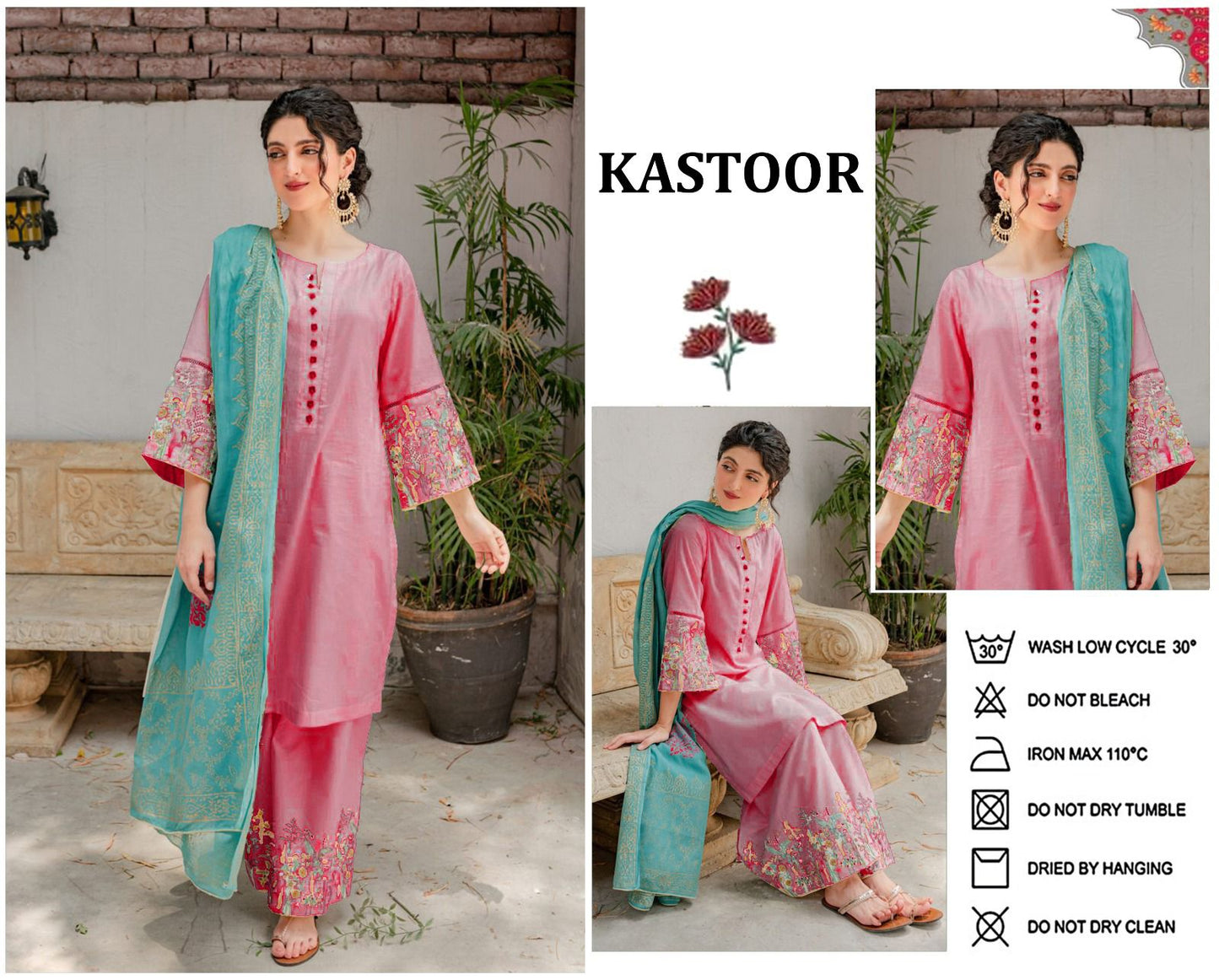 3Pcs Embroidered Lawn Suit(unstitched)-VM13