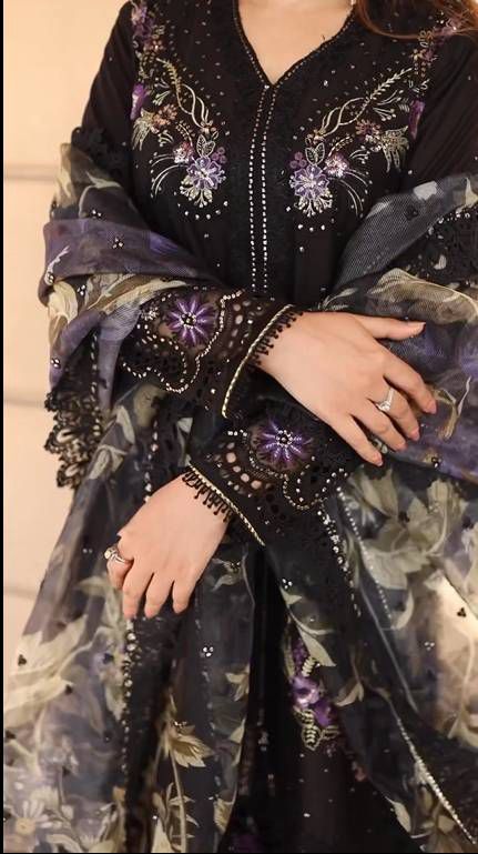 Unstitched Embroidered Silk Suit -VM369