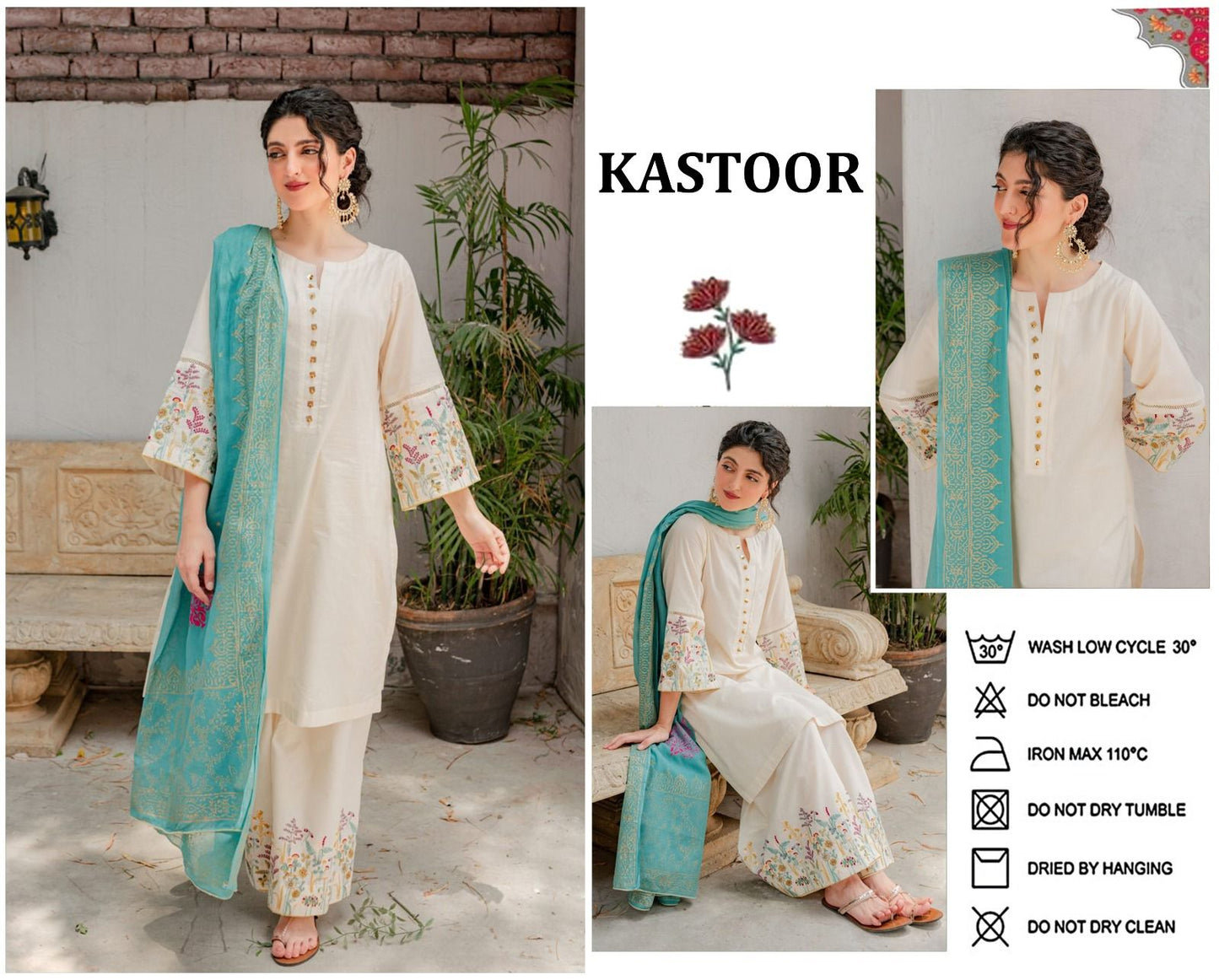 3Pcs Embroidered Lawn Suit(unstitched)-VM13