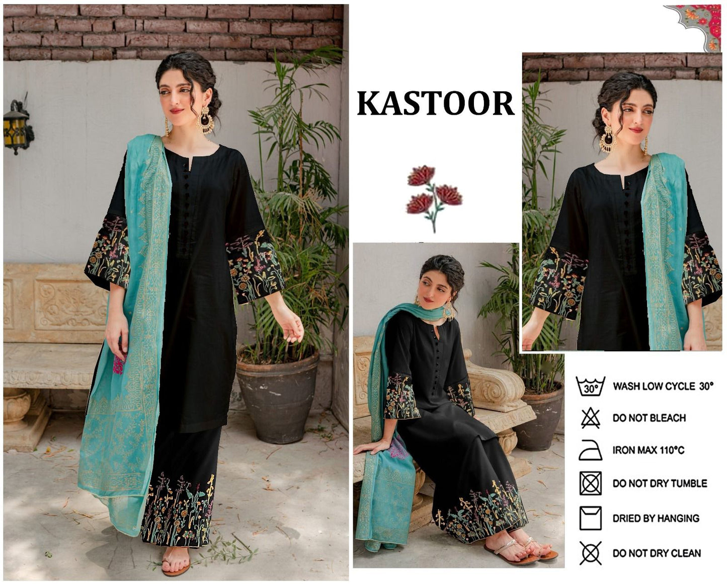 3Pcs Embroidered Lawn Suit(unstitched)-VM13