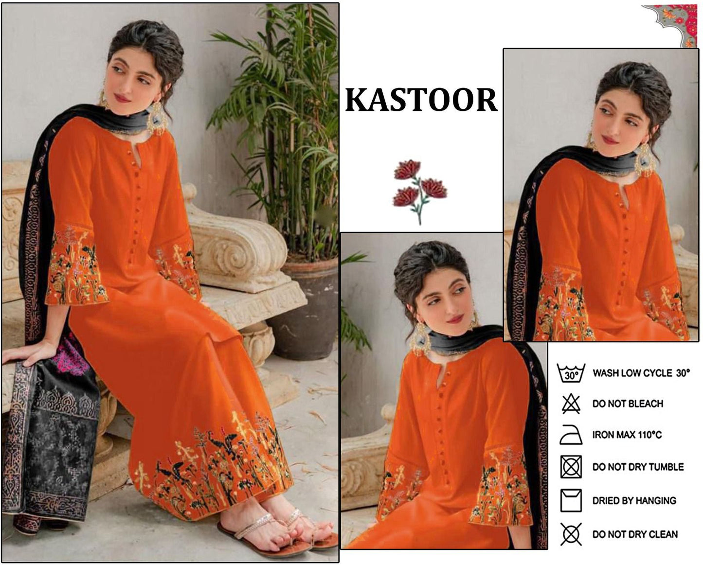 3Pcs Embroidered Lawn Suit(unstitched)-VM13