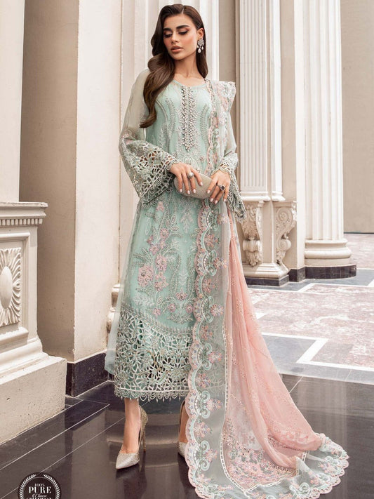 Unstitched Chiffon Mint Green-VM375