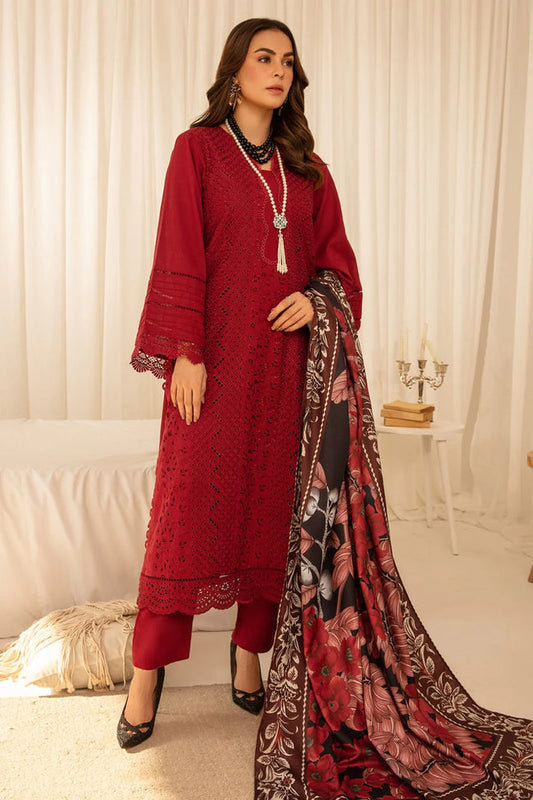 DE-Clare - 3PC Boring Embroidered Shirt with Printed Lawn Dupatta (Unstitched)-VM300