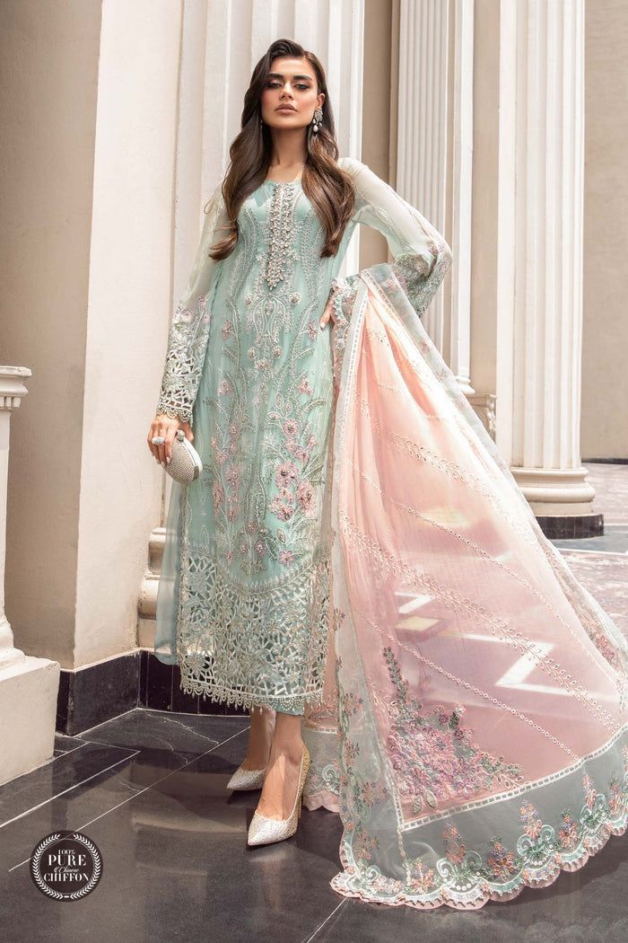 Unstitched Chiffon Mint Green-VM375