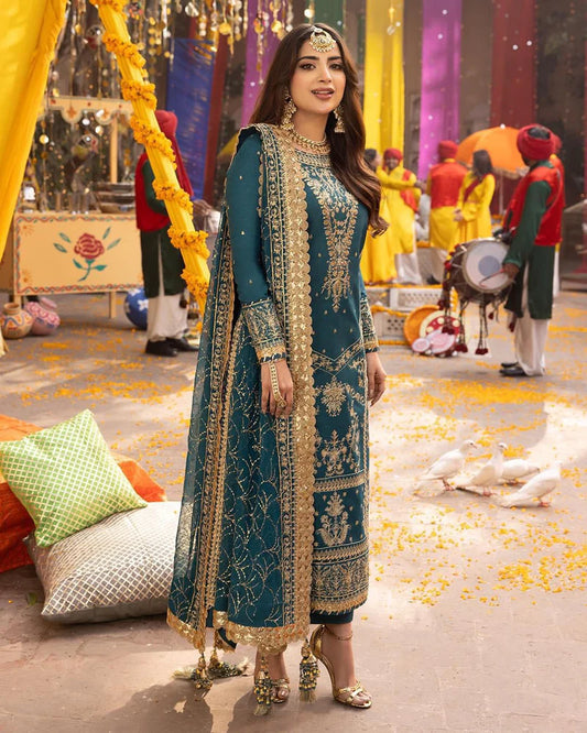 3PC UNSTITCHED-LUXURY WEDDING EMBROIDERED CHIFFON-VM380