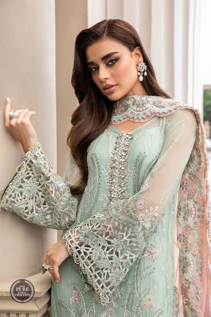 Unstitched Chiffon Mint Green-VM375