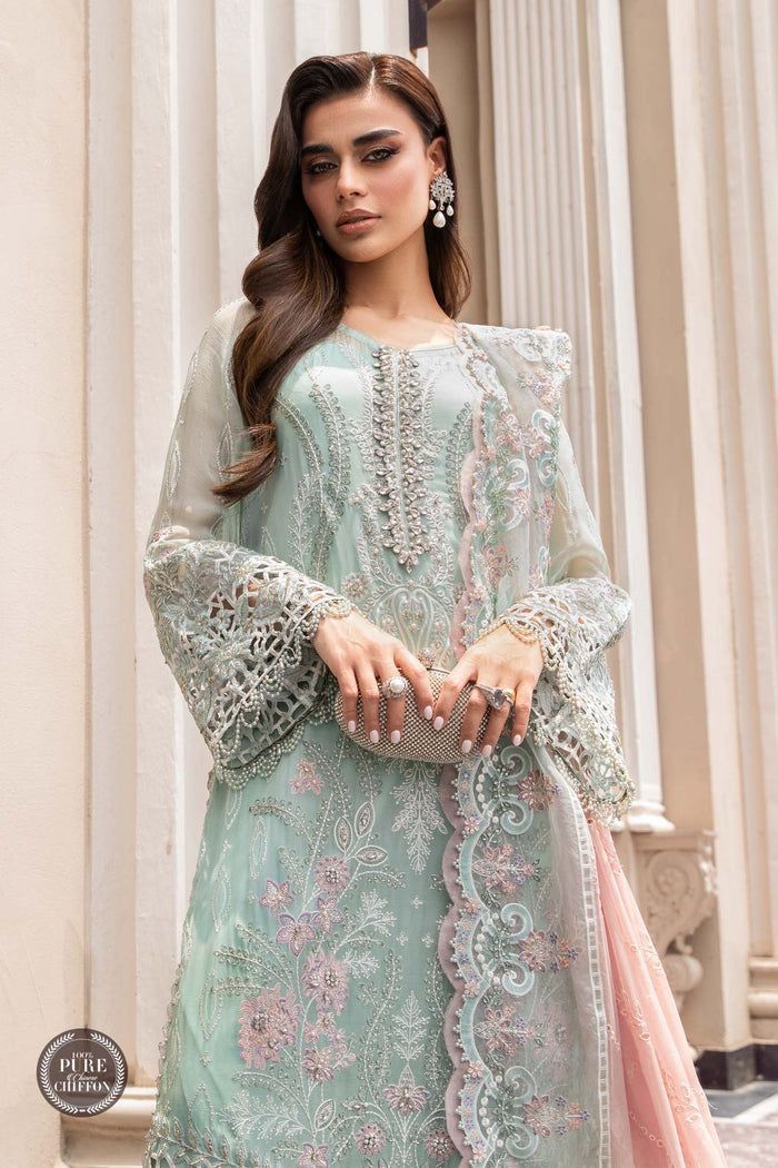 Unstitched Chiffon Mint Green-VM375