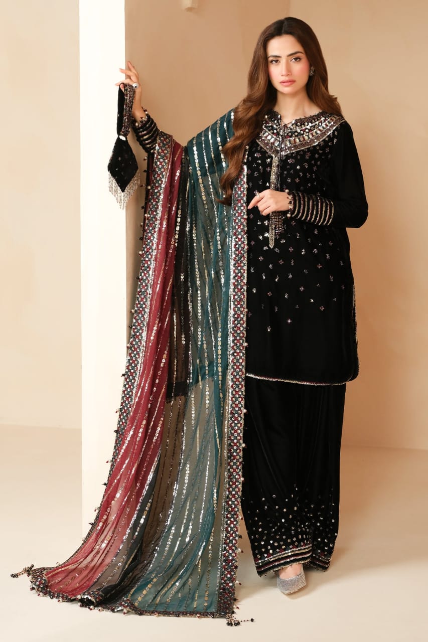 Embroidered Velvet Formal-VM376