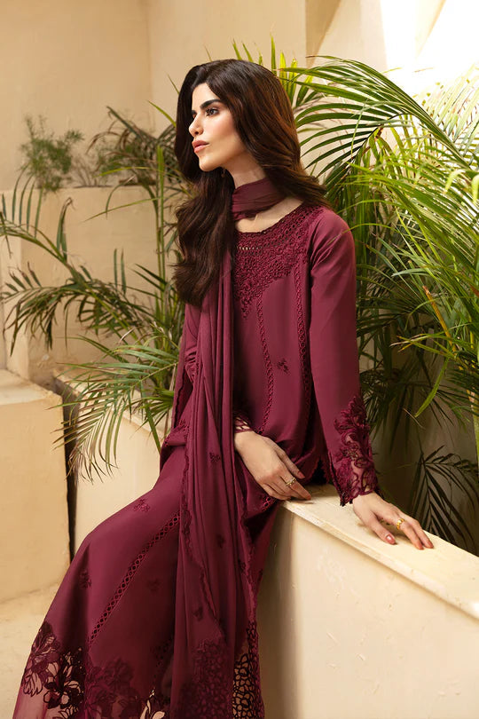AZURE - 3PC Lawn Embroidered Shirt with Embroidered Chiffon Dupatta (Unstitched)-VM302