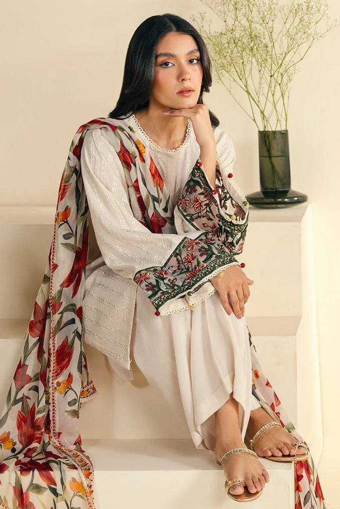 Cross Stitch - 3PC Lawn Embroidered Shirt with Printed Lawn Dupatta (Unstitched)-VM3191
